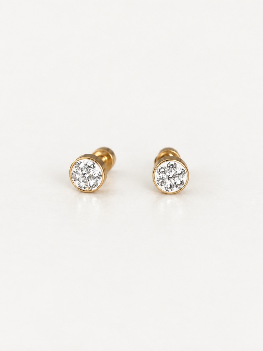 18K Gold Plated 6mm Round Crystal Cluster Stud Earrings